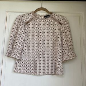 NEW Without Tag Cotton Blend Eyelet Puff Sleeve Blouse